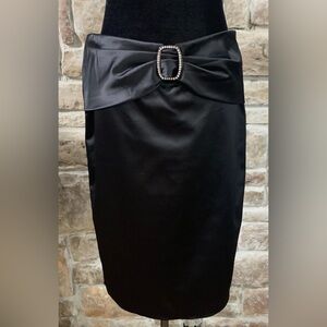 BEBE Elegant Black Satin Pencil Skirt